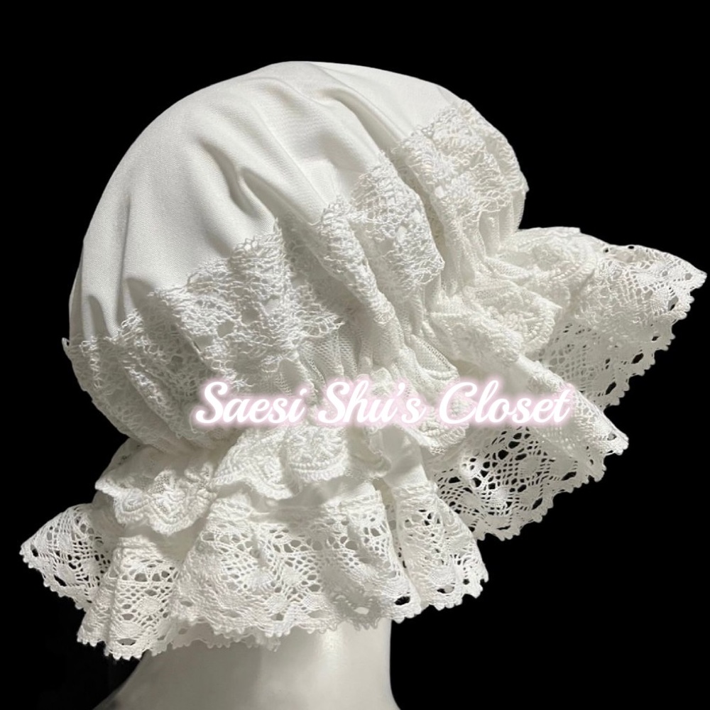 Sold Out - NWOT Rococo Classic Lolita Double Layered Lace Bonnet White